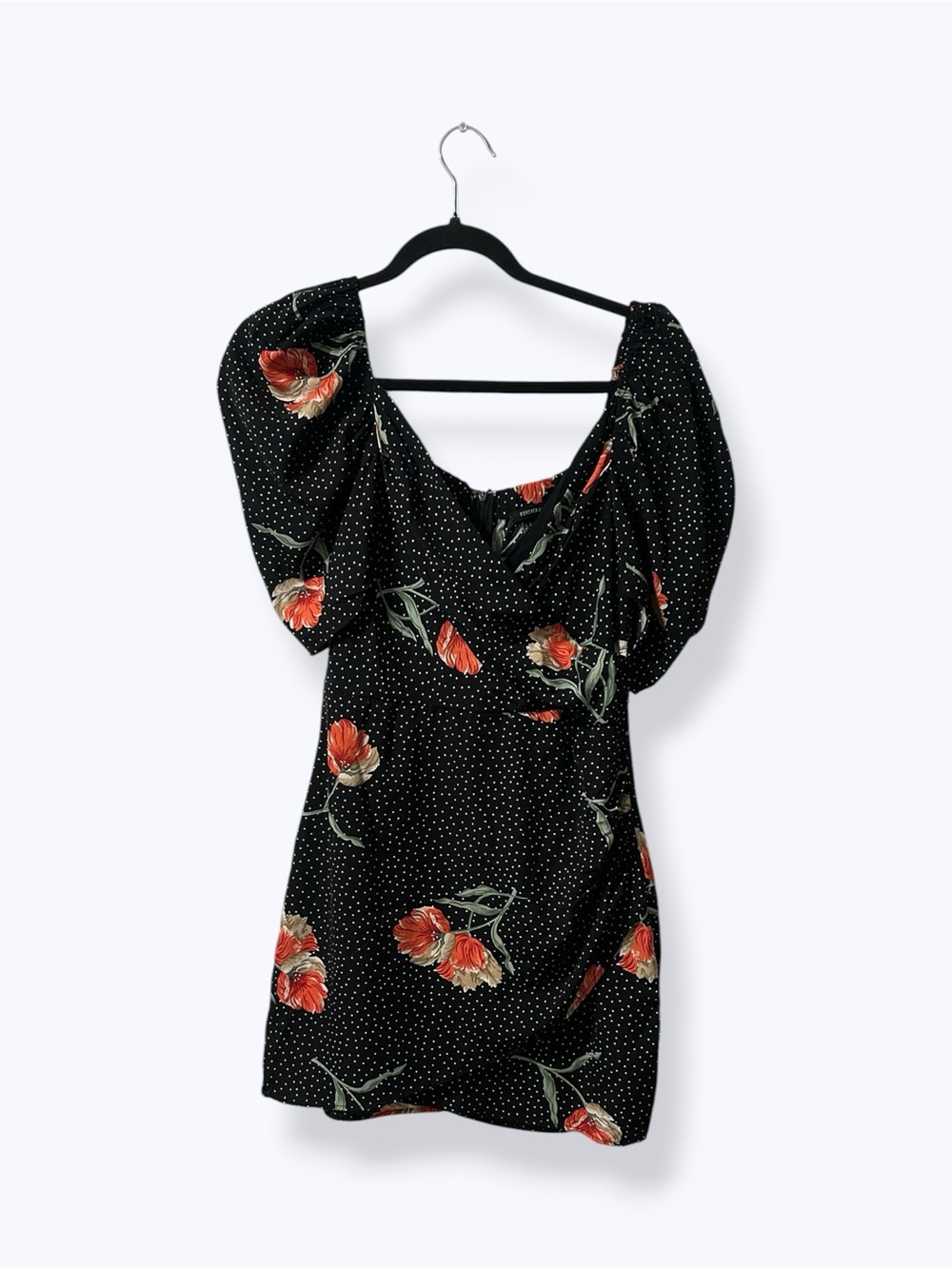 Forever 21 Puff Sleeve Peasant Wrap Mini Dress